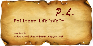 Politzer Lázár névjegykártya